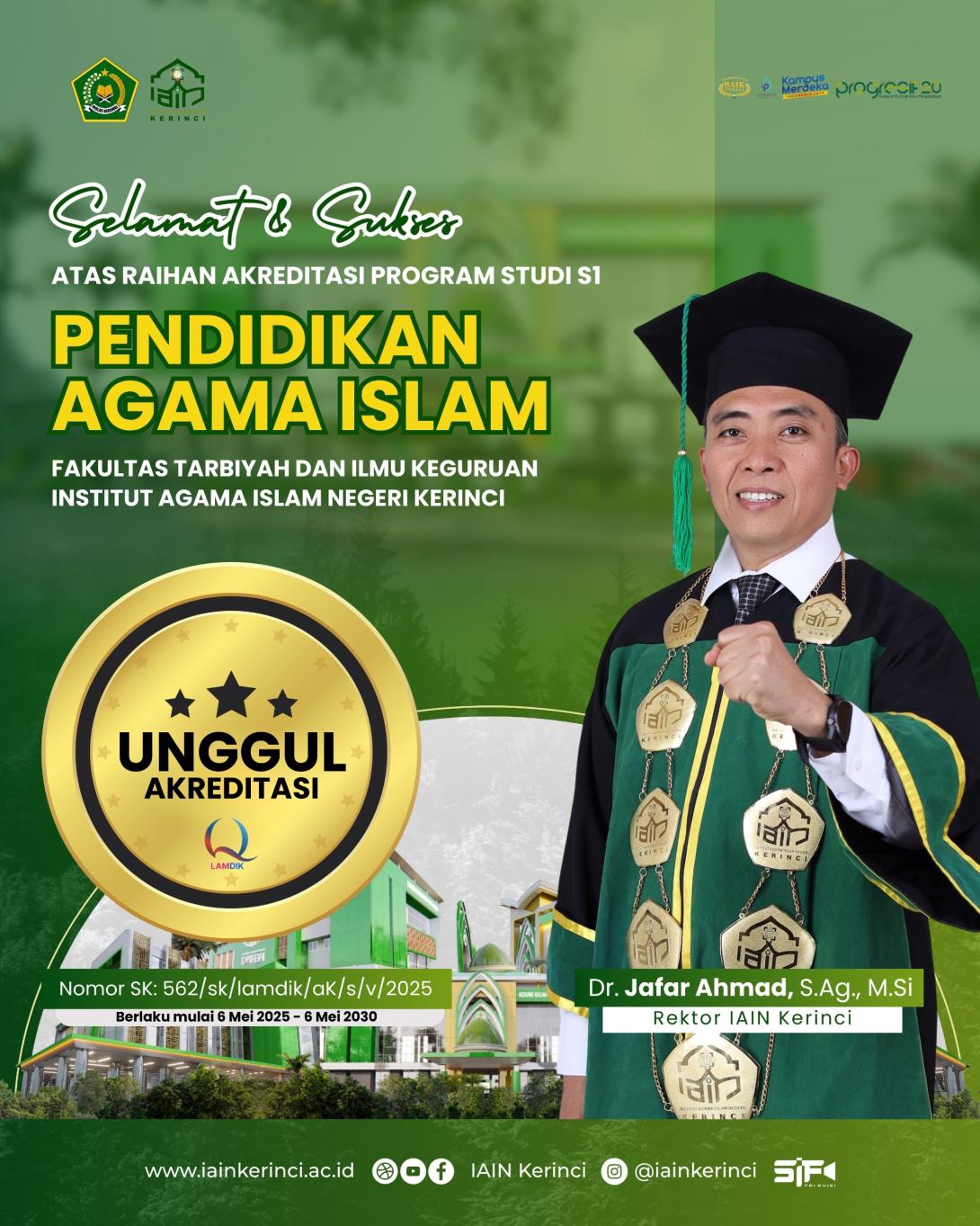 Flyer ucapan selamat akreditasi unggul PAI S1