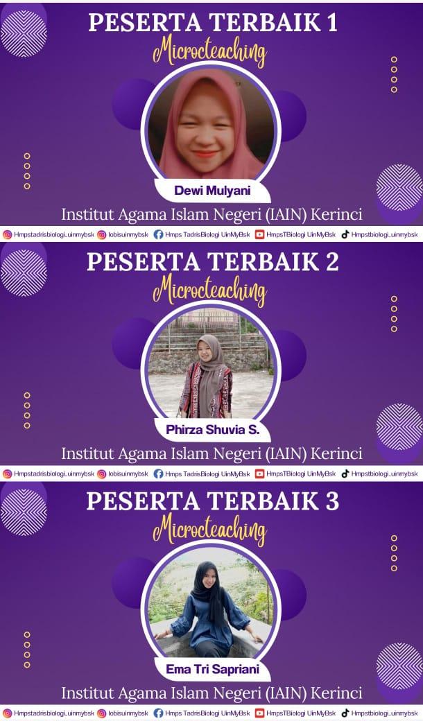 MAHASISWA FTIK IAIN KERINCI BORONG JUARA LOMBA MICROTEACHING TINGKAT NASIONAL